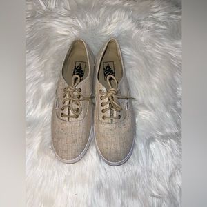Vans tan with multicolor, stitching